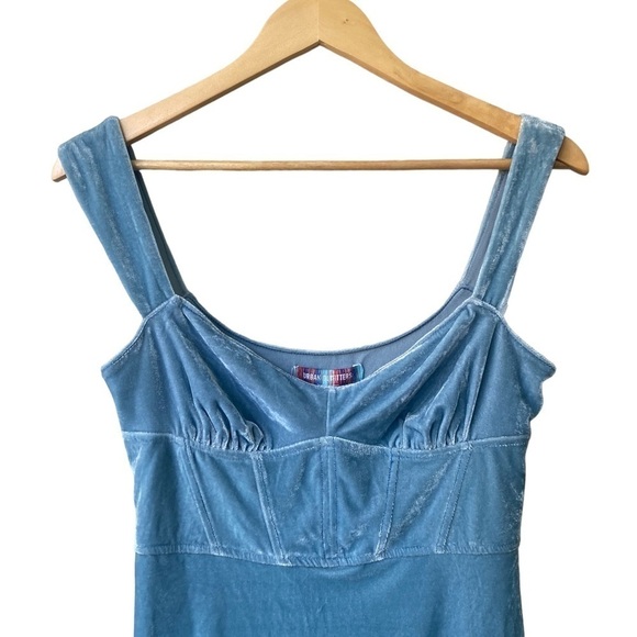 Urban Outfitters Velvet Babydoll Dress M Y2K Mini Corset Empire Waist Coquette - Picture 7 of 12